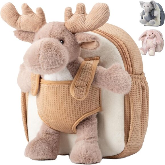 Toddler Plush Backpack with Take-Along Toy for Kids Age 2-4, Reindeer stuffed - Picture 1 of 9